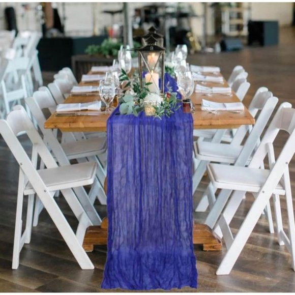 Royal Blue Cheesecloth Table Runner 13.3ft Boho Gauze Wedding Tablecloth Decor - Picture 2 of 4